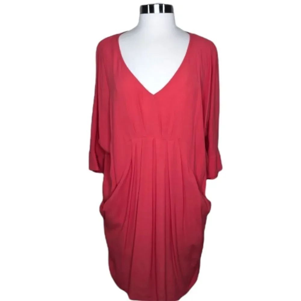 Anthropologie EDME & ESYLLTE Coral Tunic Pocket Dress M